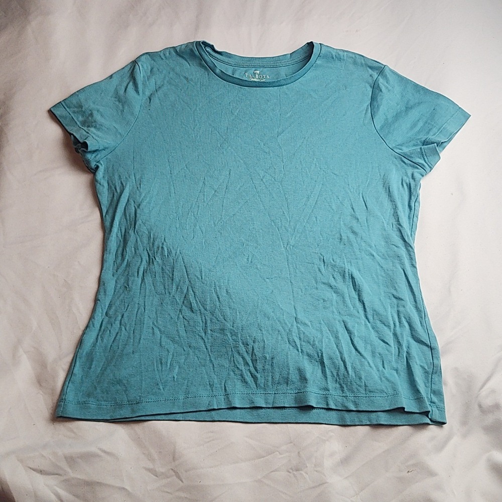 Talbots T-Shirt Crewneck Short Sleeve 100% Pima Cotton Teal Women's Size Large